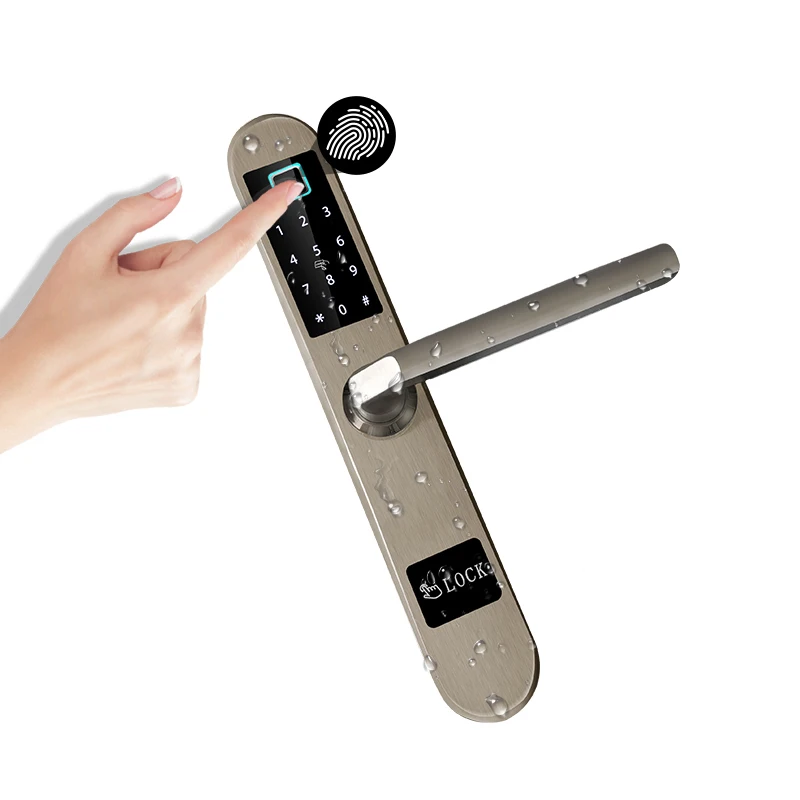 

Outdoor Waterproof Antifreeze Door Lock Smart Fingerprint Password Sliding Door Lock For Aluminium Glass/Garage Door