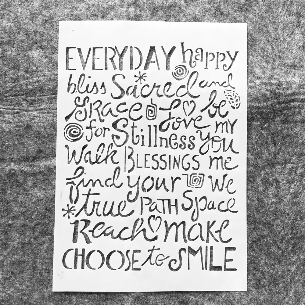 

A4 29cm Everyday Words DIY Layering Stencils Wall Painting Scrapbook Coloring Embossing Album Decorative Template