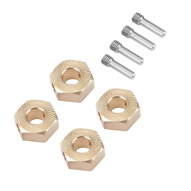 

4Pcs 17mm Brass Hex Wheel Hub Drive Adapter Combiner Coupler for 1/6 RC Crawler Car Axial SCX6 Jeep Upgrade Parts