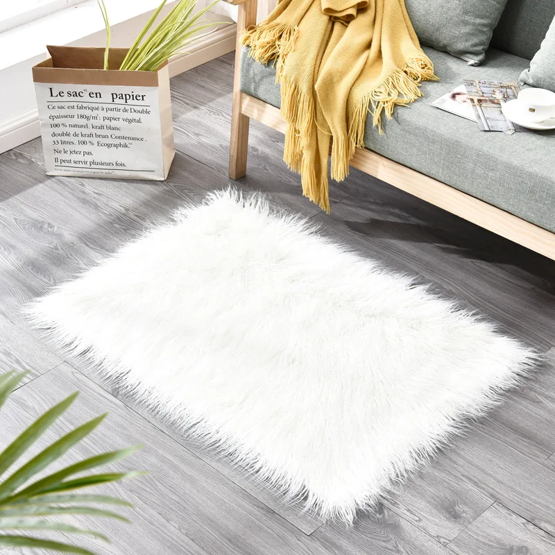 

Rectangle Velvet Plush Carpet Modern Living Room Decor Bedroom Bedside Window Fluffy Mat Anti-slip Blanket Soft Cushion