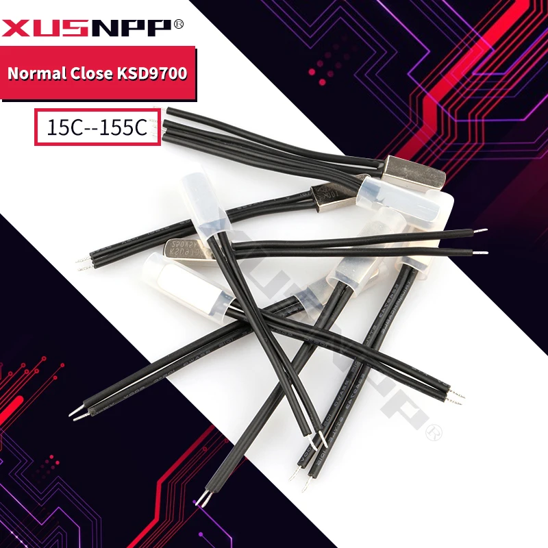 

Normal Close KSD9700 5A 250V 15C 35C 40C 55C 75C 80C 85C 100C 155C NO NC Thermostat Thermal Protector fuses Temperature Switch