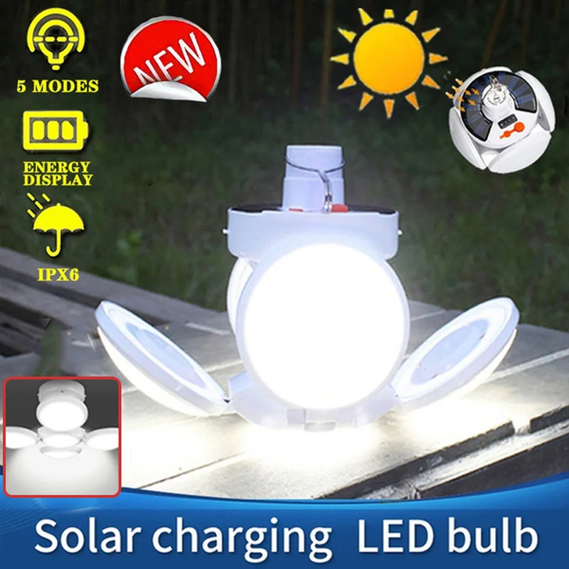 

42LED Solar Light Bulb Waterproof 90 Degree Fold Solar Emergency Rechargeable Lamp Outdoor Camping Garden Lighting for Hiking
