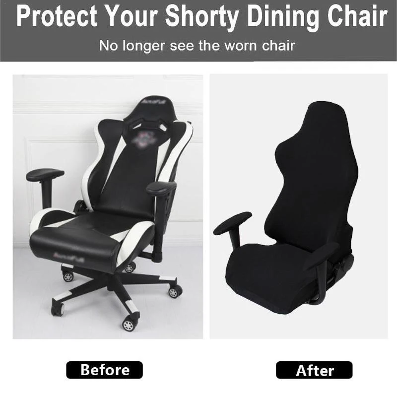 Gaming Chair Cover with 2 Armrest Covers Stretch Spandex Gamer Racing Chair Slipcovers Solid Computer Office Chairs Protector images - 6