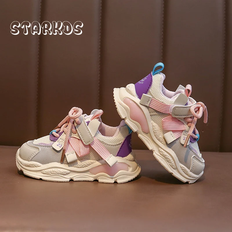 Brand Design Kids Sneakers 2023 Spring New Thick Sole Mesh Tennis Boys Soft Sport Shoes Toddler Girl Casual Hook & Loop Footwear enlarge