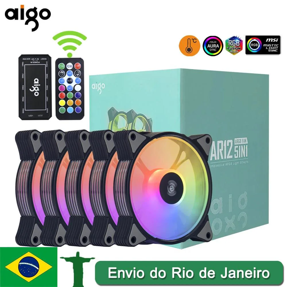

Aigo pc computer Case AR12 120mm RGB Heatsink aura sync sata port Fan 12cm Cooler argb Silent controller fan cooling ventilador