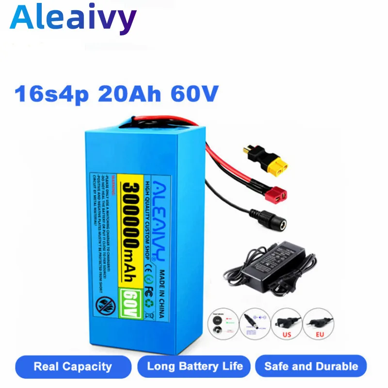 

Литий-ионный аккумулятор 100%, 60 В, 20 Ач, 21700, 16 s4p, 67,2 в, 1000 Вт, 2000 Вт