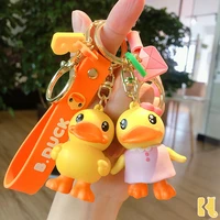 b duck little yellow duck doll keychain cartoon cute keyring fashion couple bag ornament key chain car pendant birthday gift