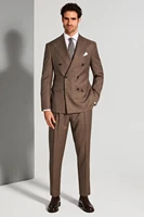 customized mens suit retro gentleman brown mens business banquet groomsmen suit jacket pants