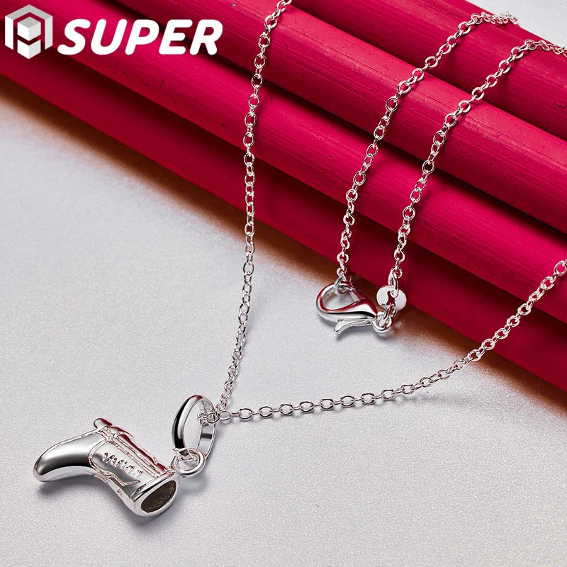 Ожерелье с подвеской в виде ботинок и змеиной цепочки 16-30 дюймов из стерлингового