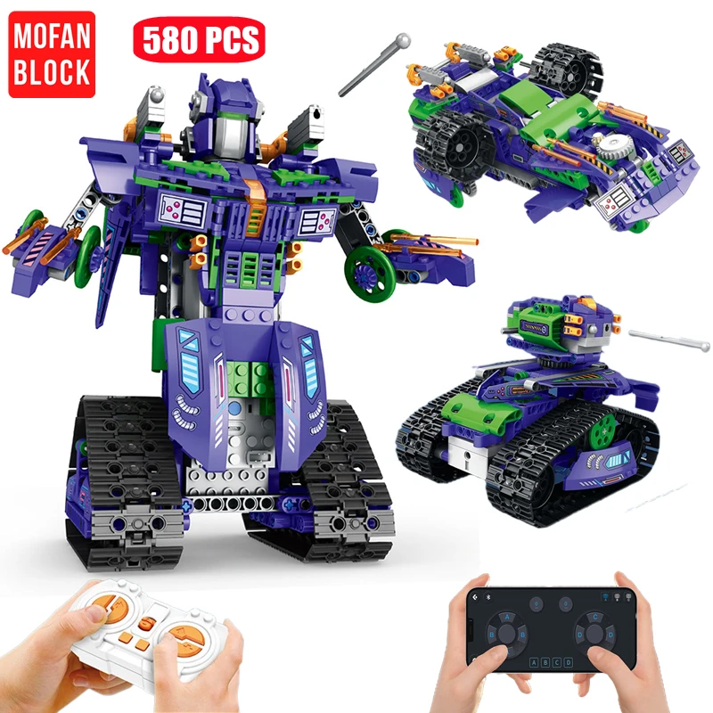 

New 3IN1 Remote Control Transforming Robot Building Blocks APP Programming Tanks Cars Assembly Bricks STEM Kids Toys Boys Gifts