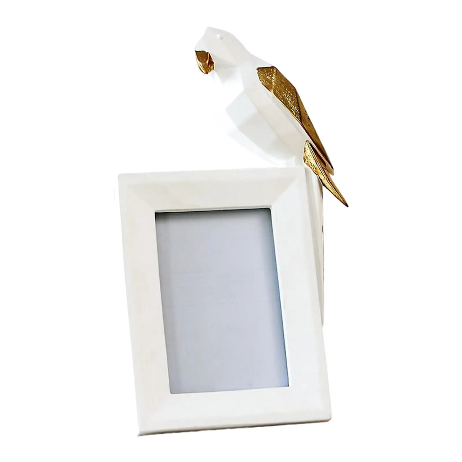 

6in Photo Frame Display with Birds Statues for Living Room Home Desktop