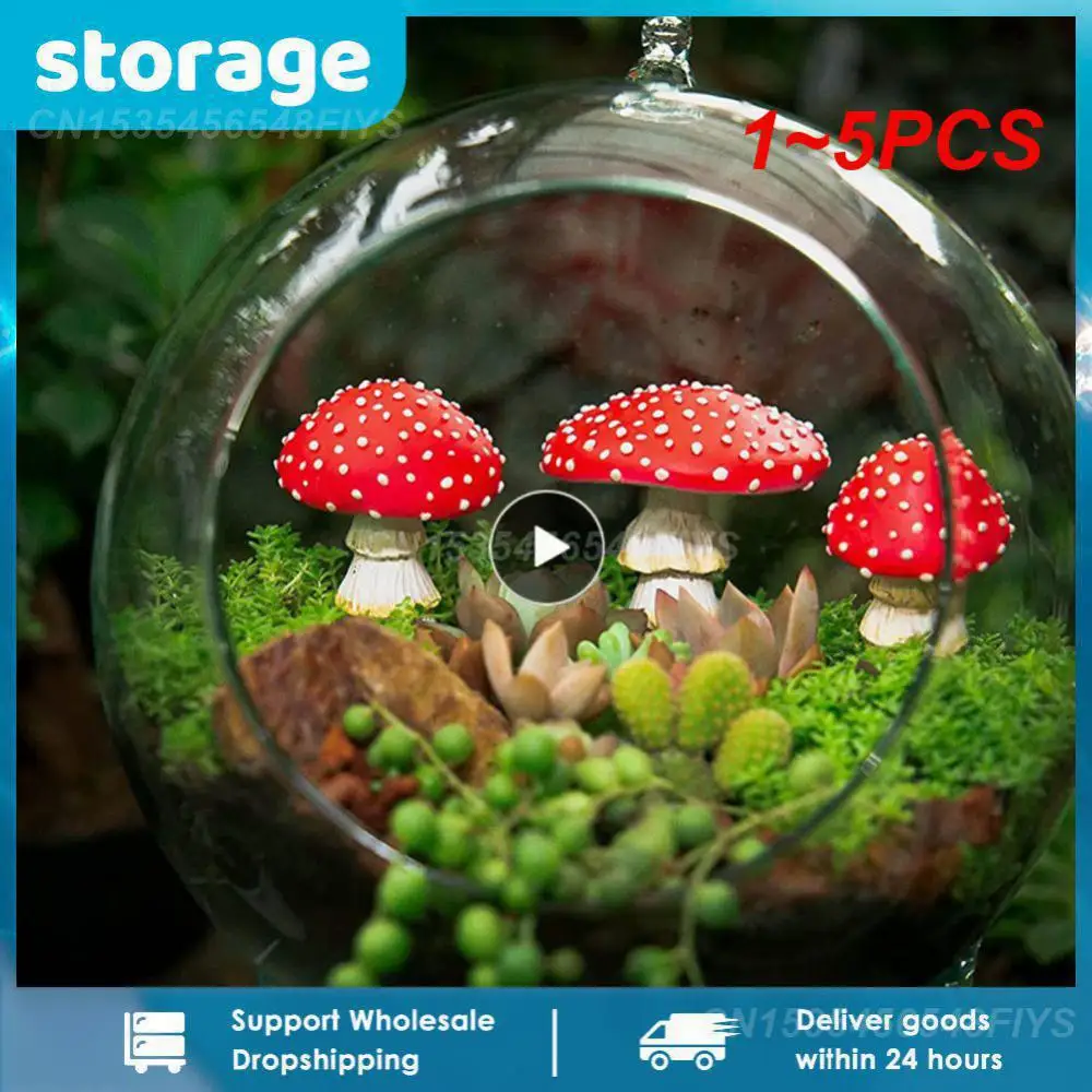 

1~5PCS Mini Mushroom Glow In The Dark Resin Crafts Fairy Garden Miniatures Garden Ornament Terrarium Figurines Decor DIY