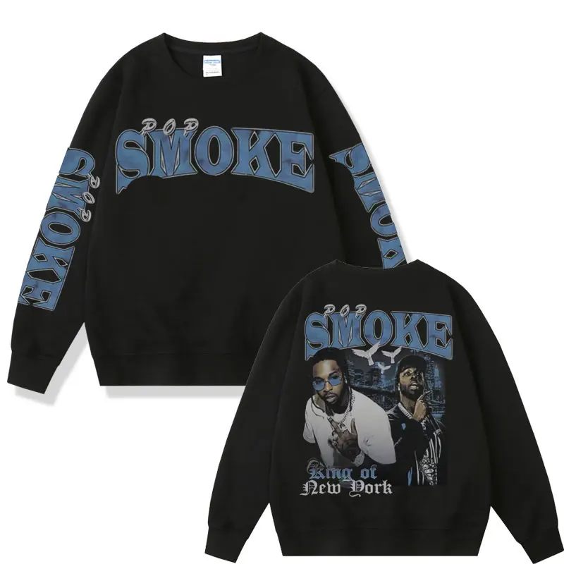 

Hot Sale New Pop Smoke Print Sweatshirt Men Women Hip Hop Sweatshirts Man Rapper The Woo King Pullover Men's Crewneck Sportswear