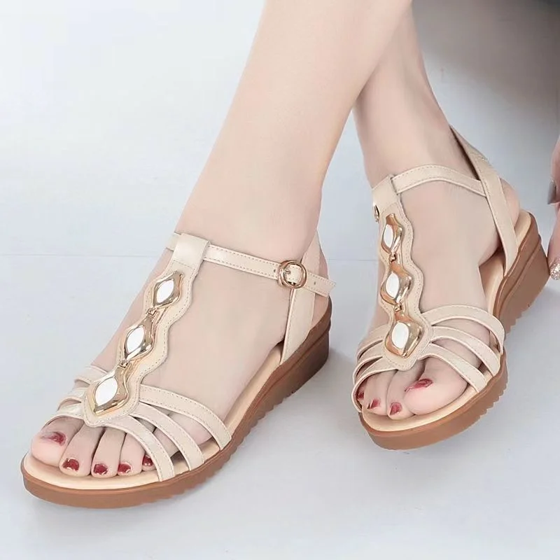 

Женские сандалии с мягкой плоской подошвой, Нескользящие, удобные сандалии стразы, лето 2022