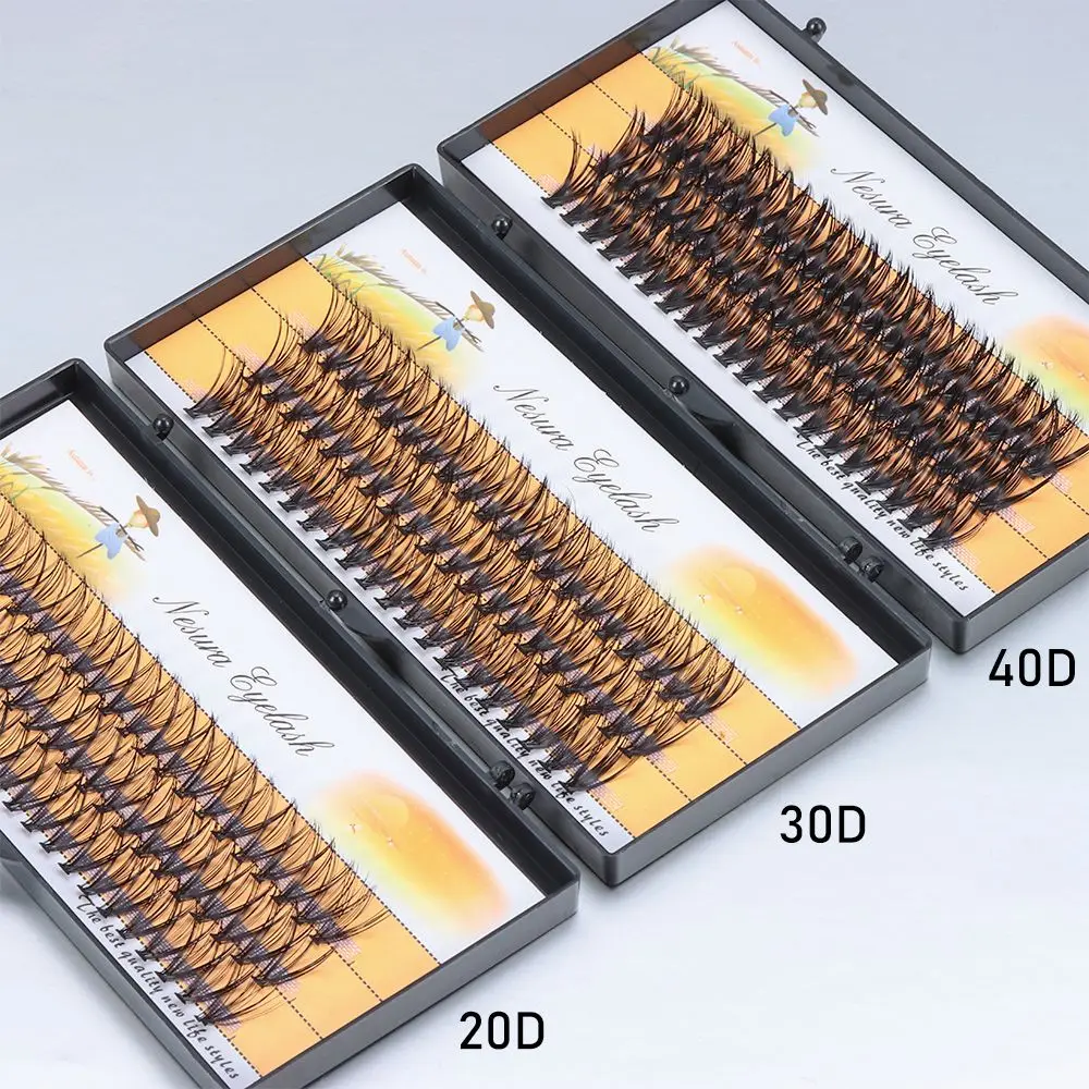 Натуральные 1 коробка/60 пучков 20D накладные ресницы 8-16 мм C завитки кластеры