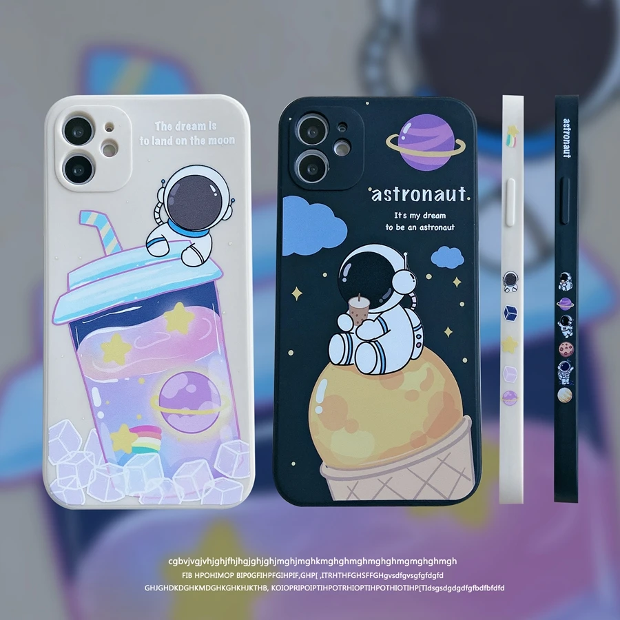 

Soft Liquid Silicone Astronaut Case For iPhone SE 2022 13 Pro Max 13 Mini 12 Pro Max 11 Pro Max SE2020 X XR XS Max 8 7 6 6S Plus