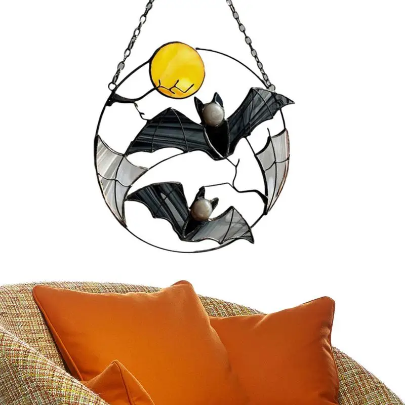 

2021 New Beautiful Sunflower Bat Window Hanging Panel Decoration With Chain For Home Ornament Home Decor Wind Chimes Ornaments