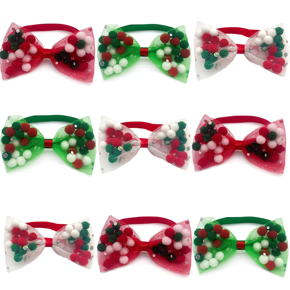 

30/50pcs Christmas Pet Dog Grooming Accessories Ball Style Puppy Dog Collar Bow Ties Accessories Pet Necktie Supplies Dog Bows