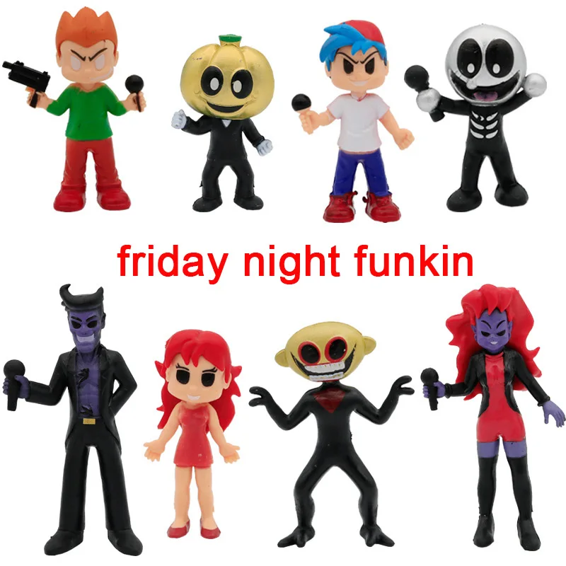 

8pcs 3-4.5 Inches Friday Night Funkin Anime Figure Skid Pump Friday Whitty Model Cartoon Pvc Boy Friend Ditto Toys Children Kids
