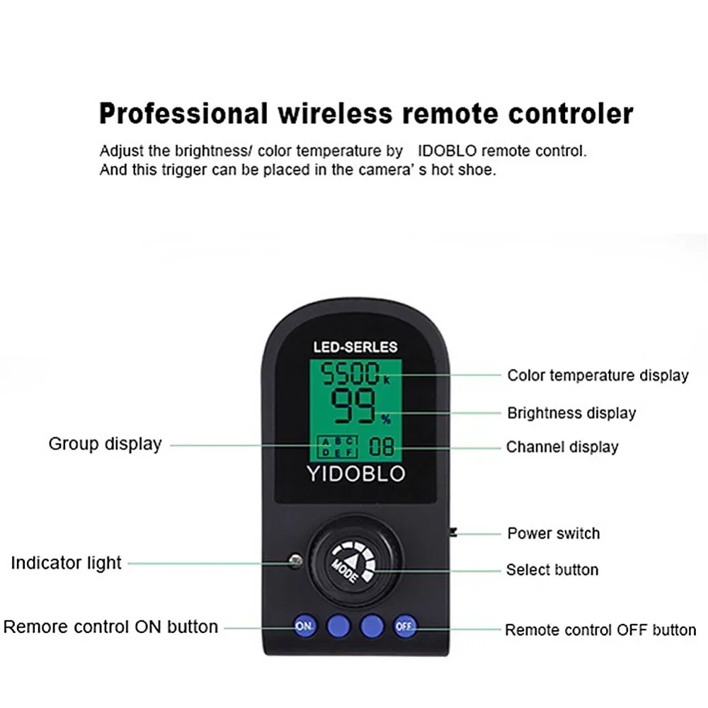 Фото Светодиодный светильник Yidoblo RC LED E-1080II 85 Вт для постоянного освещения, двухцветный, для видеостудий, 3200-5500K, студийное фото- и видеосветодиодное освещение №5