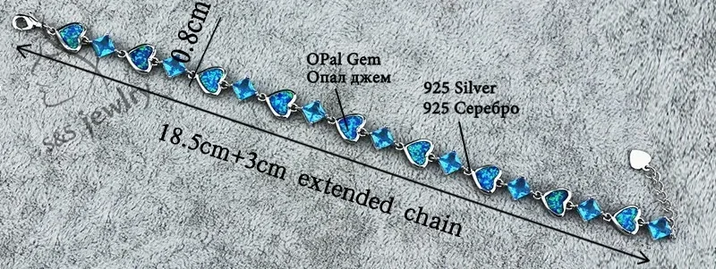 Женский браслет с голубым опалом в романтическом стиле