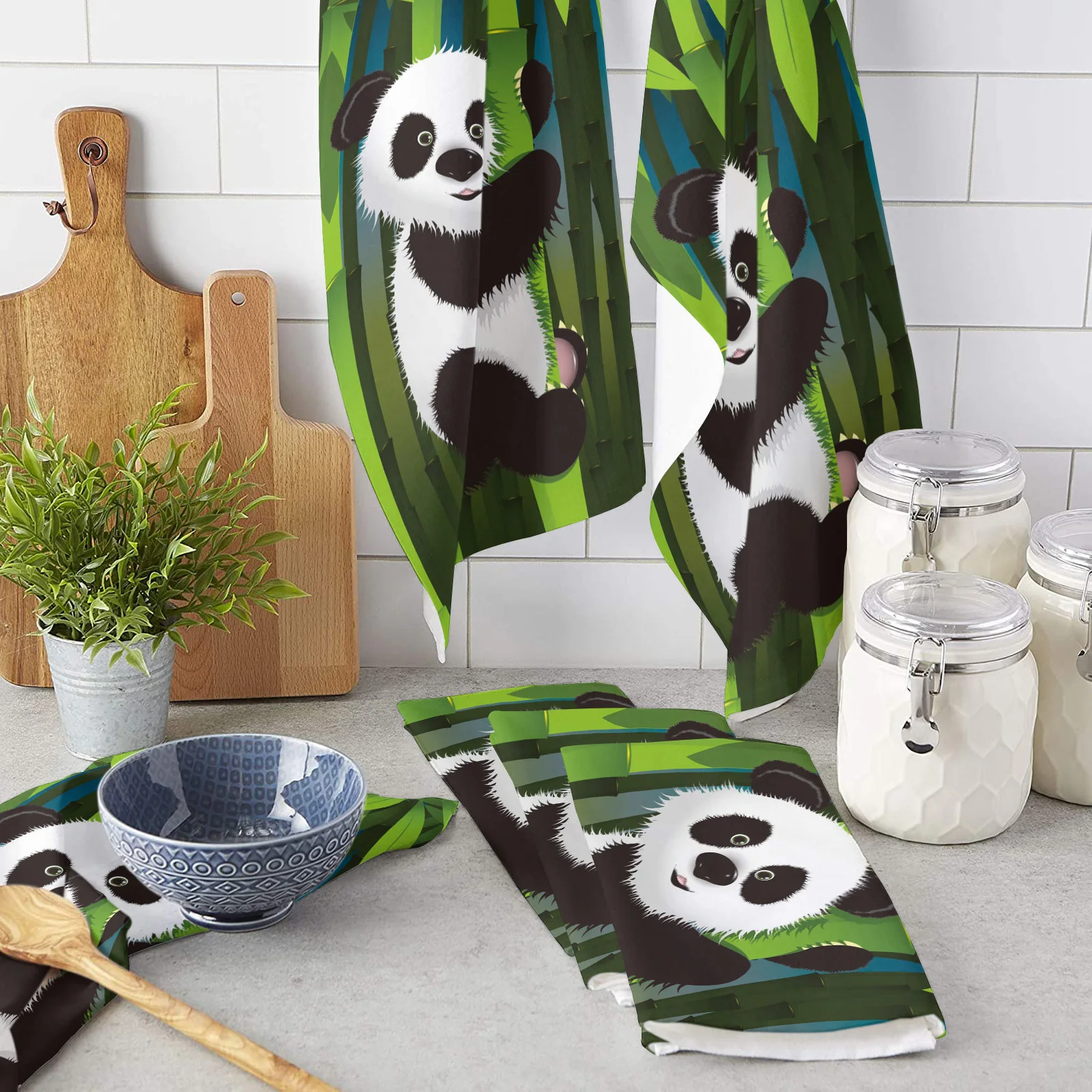 

Полотенце кухонное из бамбука с рисунком панды