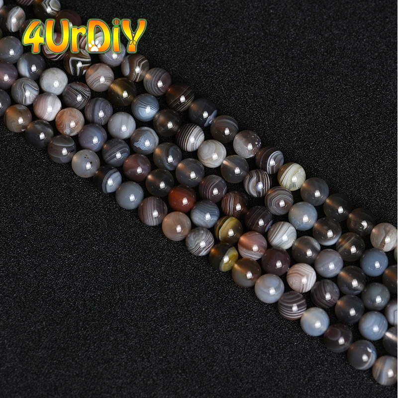 

Natural Botswana Agate Gemstone Beads Round Loose Stone Beads for Bracelet Making DIY Jewelry Accessories