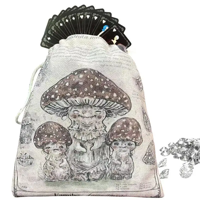 

Tarot Card Dice Bag 5.12'x 7.09'Jewelry Bag With Mushroom Head Pattern Drawstring Tarot Bag For Tarot Enthusiasts Cloth Jewelry