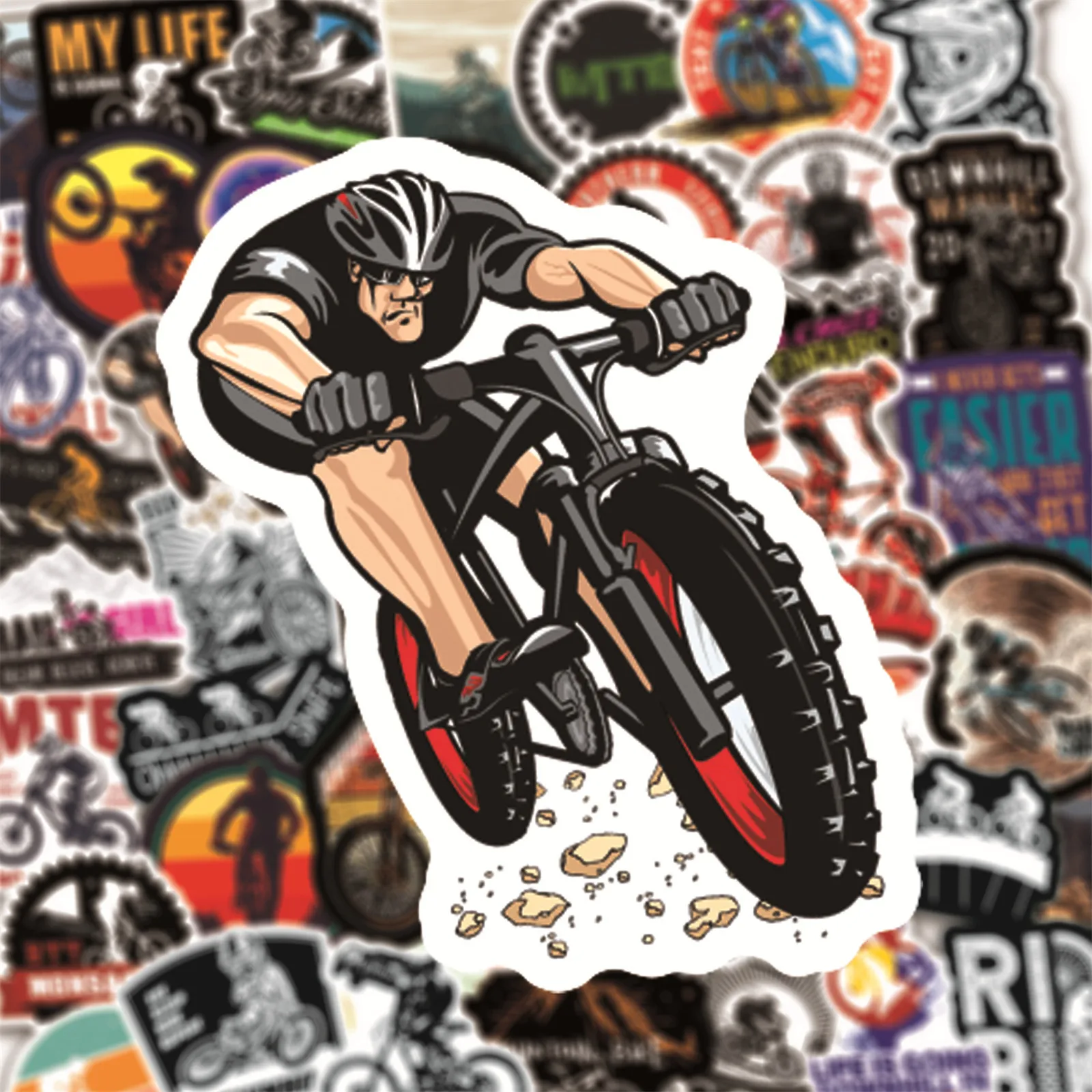 

50 Pcs MTB Mountain Bike Stickers Road Bicycle Waterproof Vinyl Stickers For Bike Water Bottles Laptop Cycling Waterproof Decals