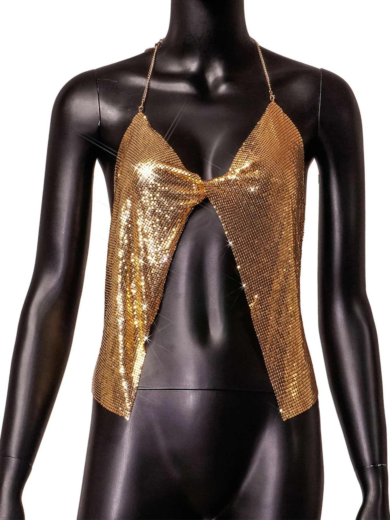 Сексуальный летний корсет с металлическими блестками укороченный топ женская