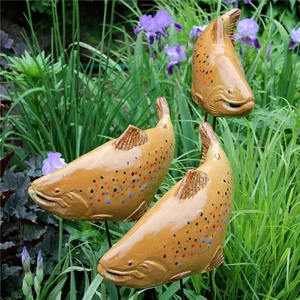 1Pcs Garden Kois Miniatures Courtyard Garden Sculpture Creative Fish Arts Landscape Decor Resin Crafts Home Garden Ornament