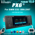 PX6 магнитола 2 din android 10 с экраном автомагнитола для BMW 5 серии E39 X5 E53 M5 1996-2007 мультимедийная Автомагнитола видеоплееры bluetooth автозвук Навигация стерео Carplay 2DIN DVD мазок GPS DSP IPS Навигатор