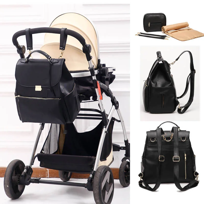 

Mommy Bag for Waterproof Maternal Diaper PU Leather Nappy Backpack Baby Infant Organizer Changing Nursing Mom Pram Bag to Care