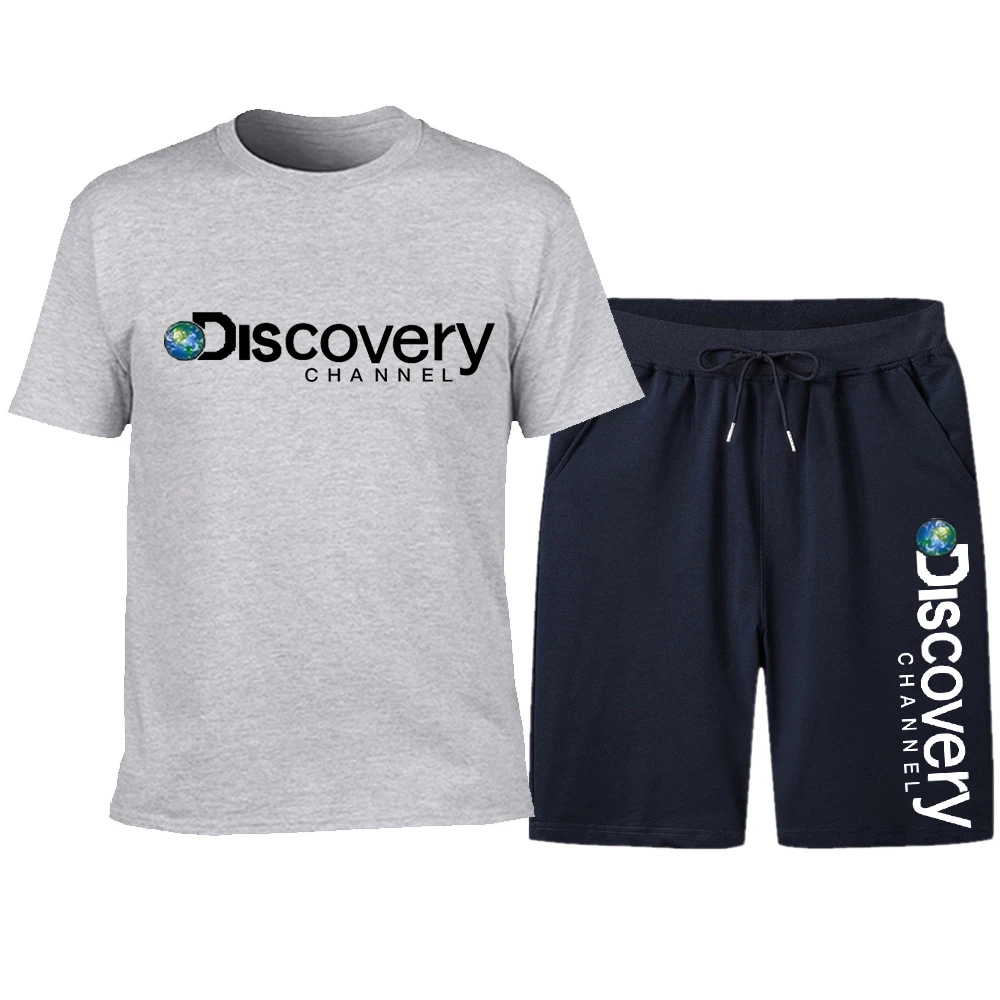 

DISCOVERY Brand Men's Sportswear Casual Jogging Sportswear T-shirt And Shorts men's 2-piece Hip-Hop Running Sportswear Men's Spo