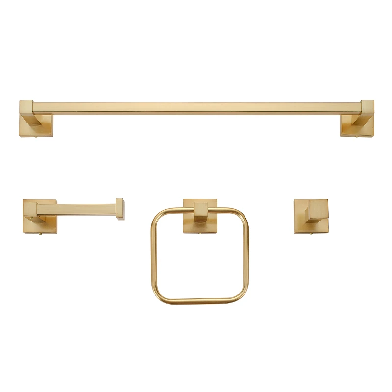 

Dakota 4-Piece Matte Brass Bathroom Hardware Accessory Kit, 65562