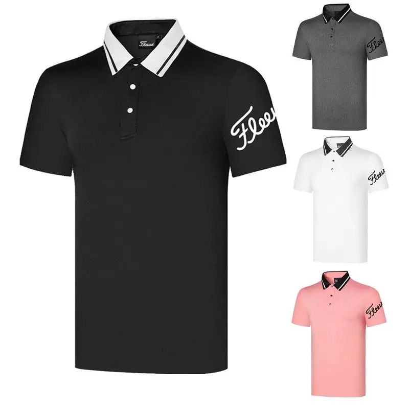 

Мужская футболка для гольфа, летняя спортивная одежда для гольфа, рубашка с коротким рукавом, дышащая тянущаяся рубашка-поло для мужчин