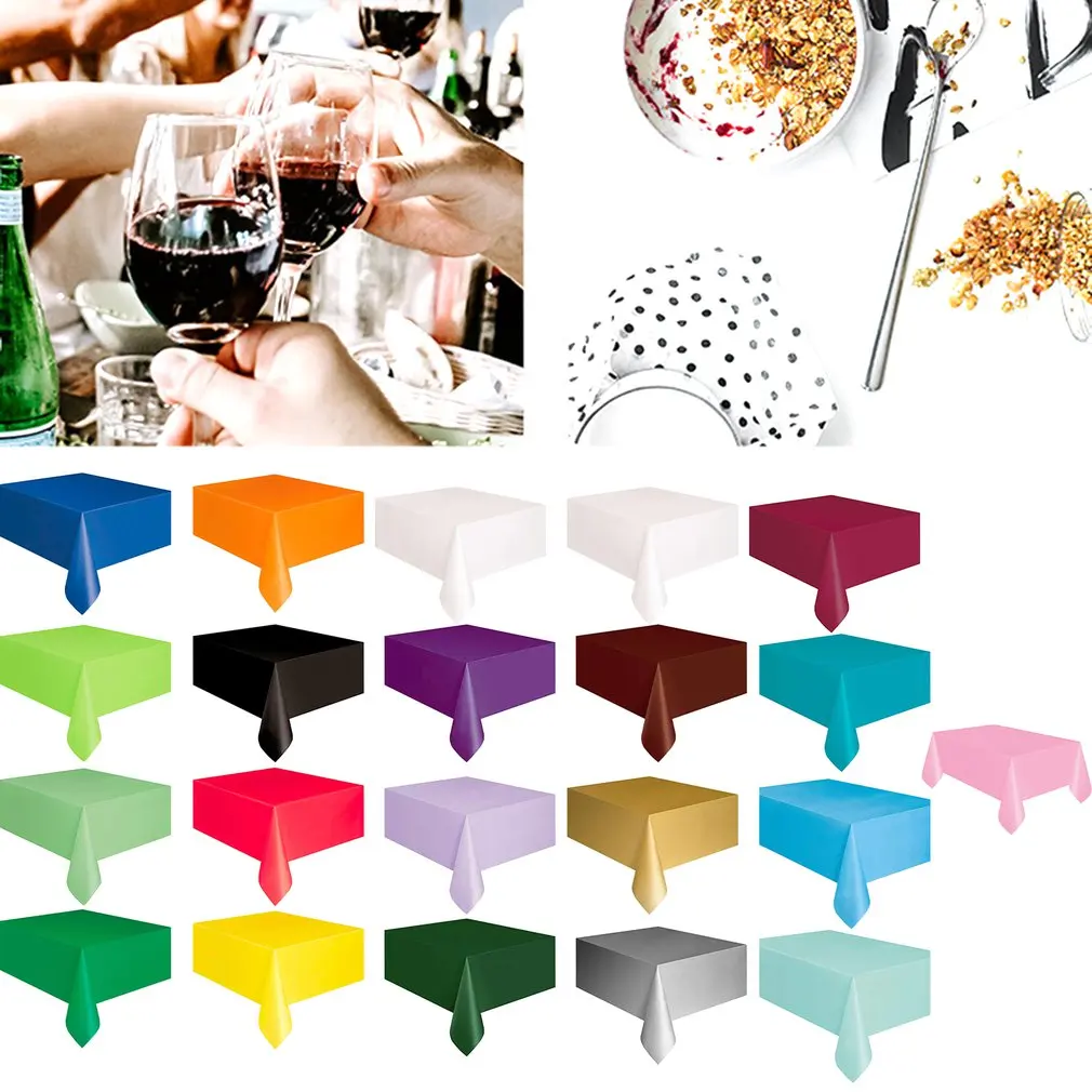 

Одноразовая вечерние чная скатерть 137*274 см, Полиэтиленовая пластиковая ткань, однотонная скатерть для стола с десертом на день рождения