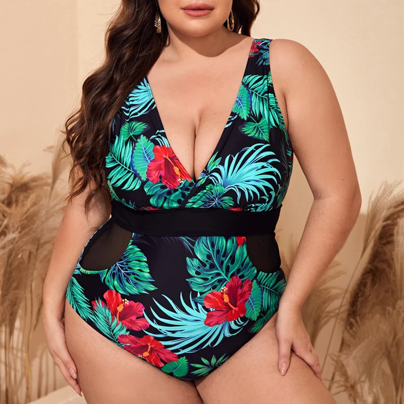 

Женские цельные большие купальники с цветочным принтом, закрытые женские купальники с эффектом пуш-ап, женский купальный костюм, пляжный ку...