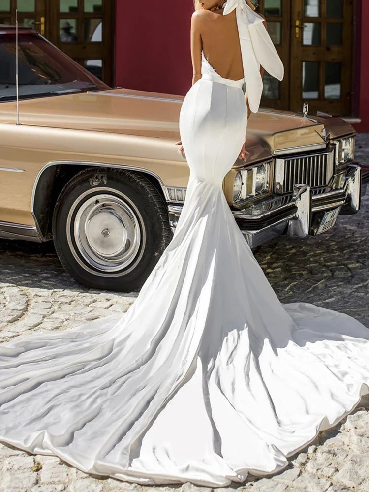 PLEINDI Luxurious Evening Dresses O-Neck Mermaid Sleeveless Floor-Length Chiffon 2022 New of Simple Pearls Prom Wome Dress