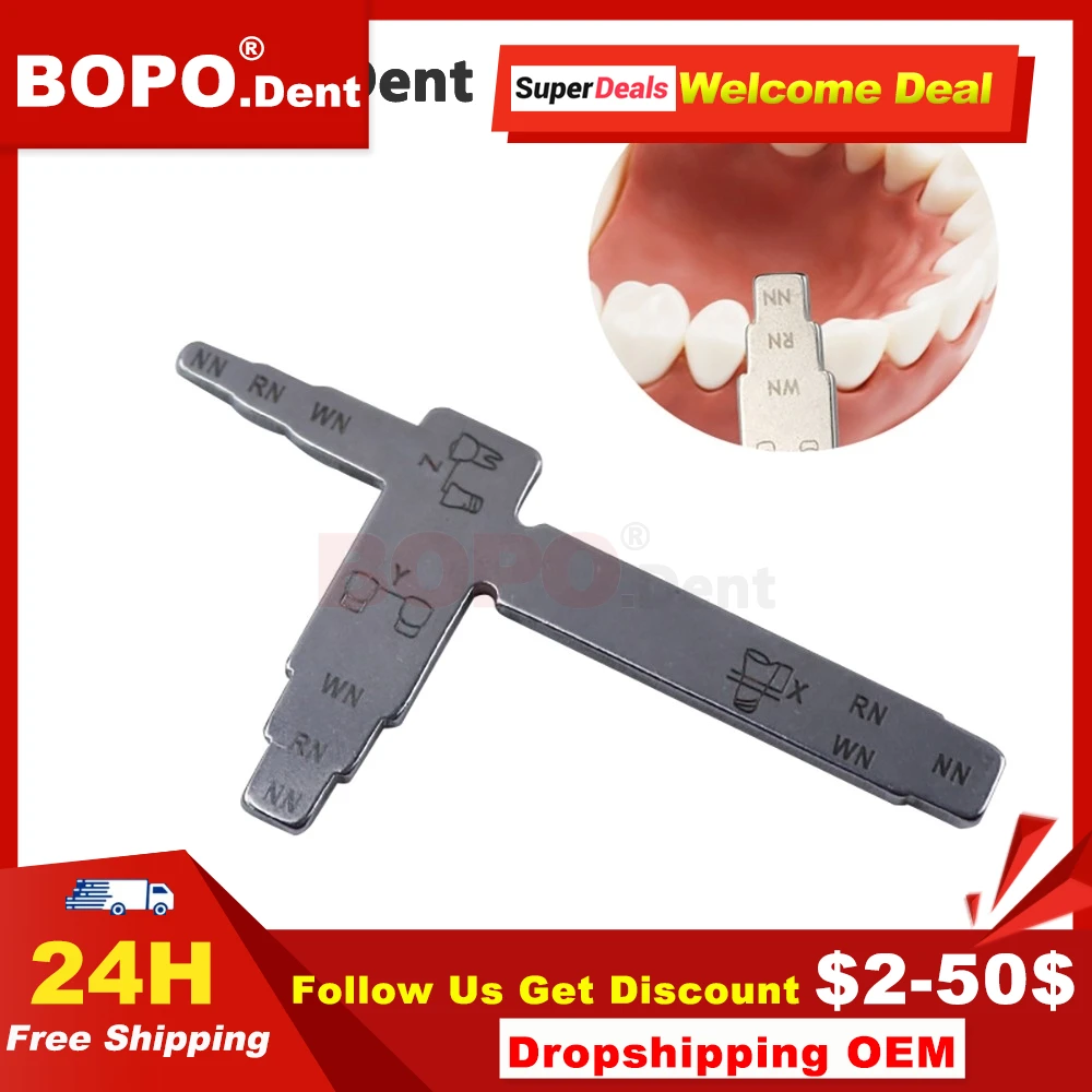 

1pcs Dental T-shaped Implant Measuring Tape Spacing Planning Tape Measuring Angle Tape Stainless Steel Dental Special Ruler