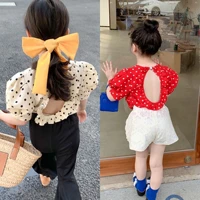 childrens backless shirt summer girls polka dot top 3 8 years old childrens clothing short sleeve fashion toddler girl clothes