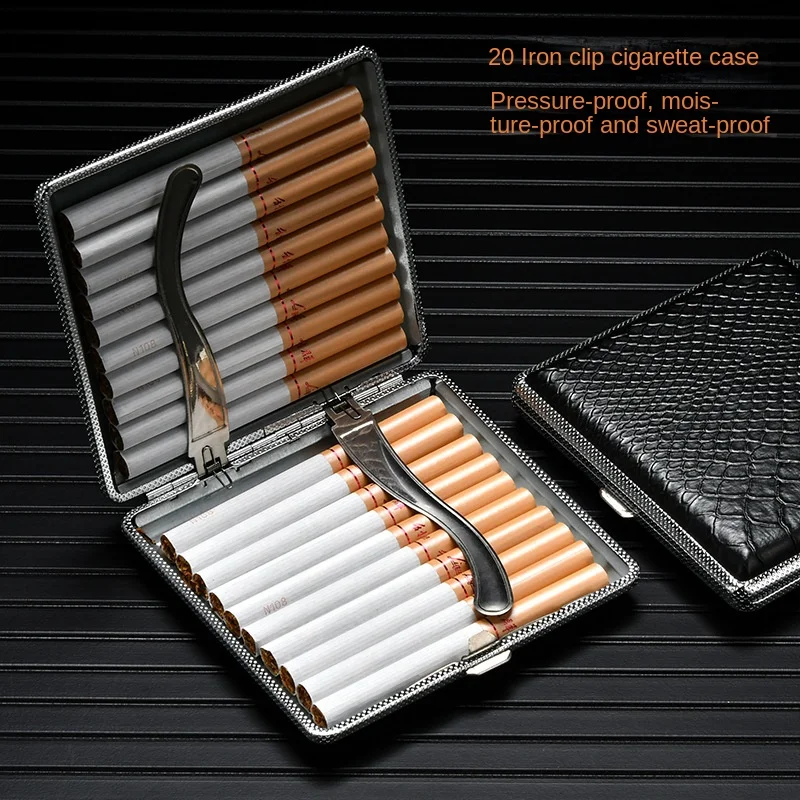 

Leather cigarette case men's boutique lightweight 20 metal cigarette case cigarette holder factory outlet