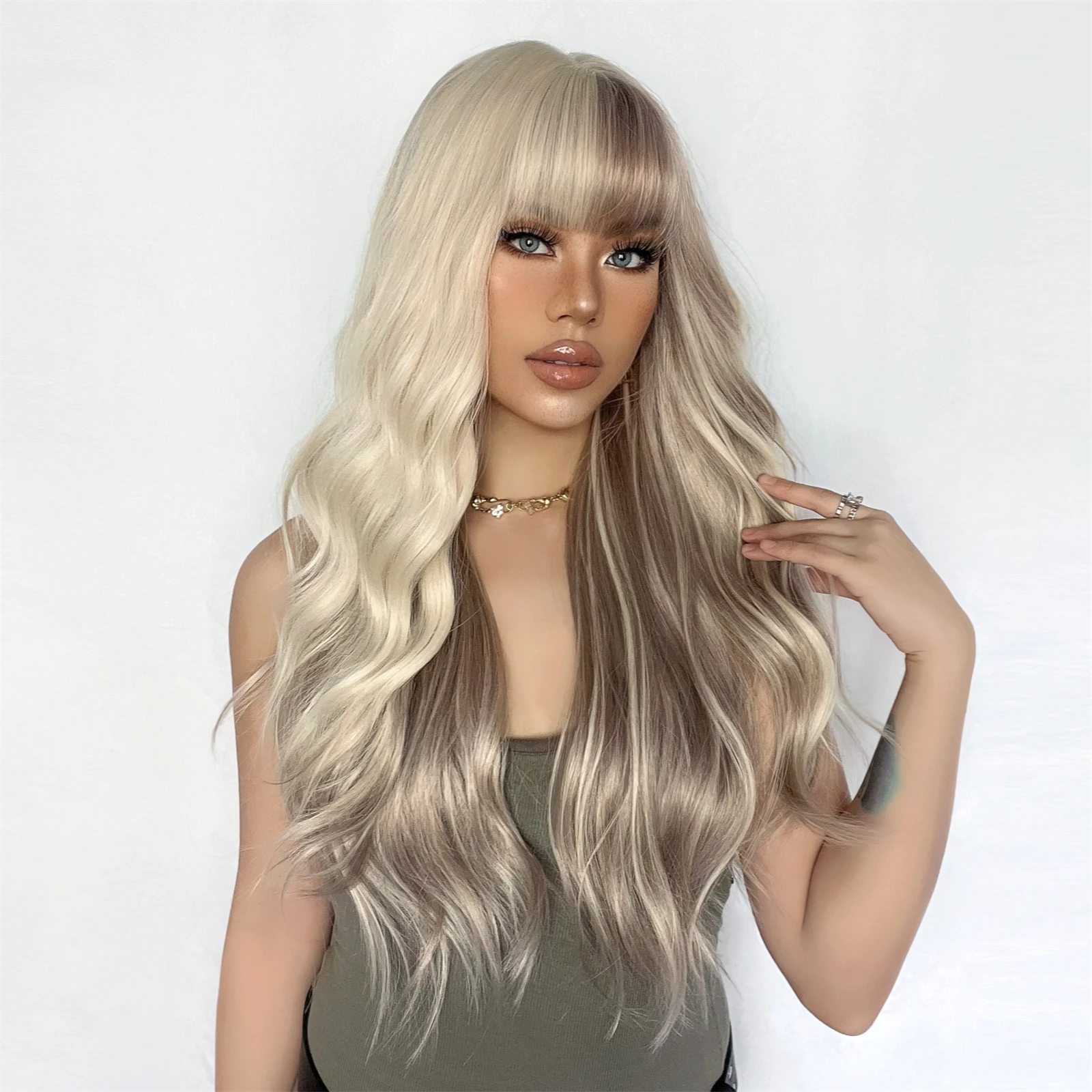 Длинные вьющиеся серые пепепельные светлые волнистые синтетические парики с