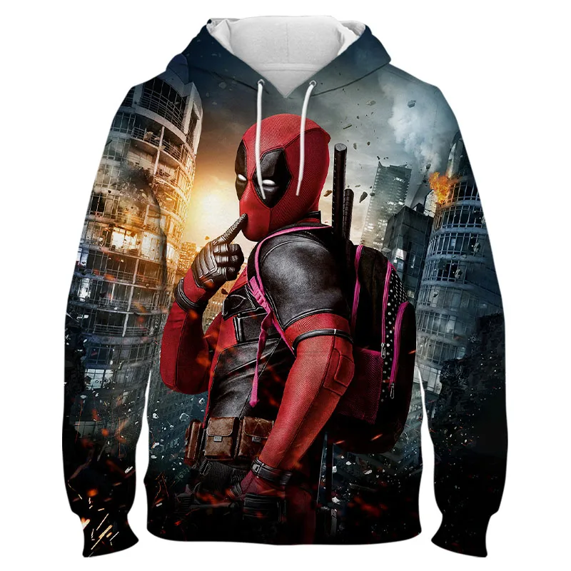 

Marvel's new fashion 3D printing Deadpool Disney hoodie spring and autumn fun long-sleeved Harajuku men's hoodie