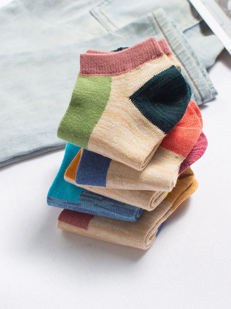 5 Pairs Men's Cotton Boat Socks Short High Quality New Plaid Casual Breathable Antibacterial Men's Ankle Socks for Men