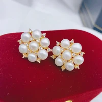 natural multi bead stud earrings korean style luxury designer jewelry for women 925 silver studs large hydrangea stud earrings