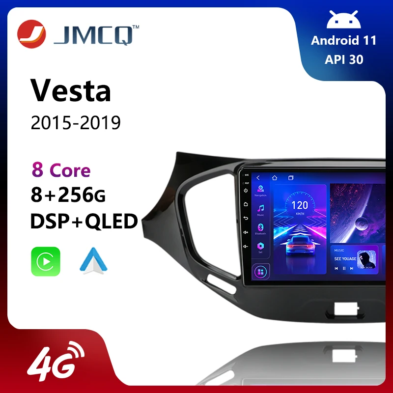

JMCQ 2Din For LADA Vesta Cross Sport 2015-2019 4G Android 11 Car Stereo Radio Multimedia Video Player Navigation GPS Head Unit