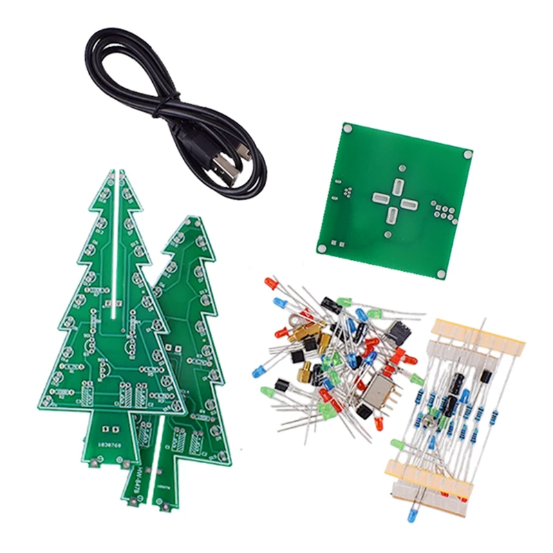 

3D Christmas Tree LED DIY Kit Red/Green/Yellow LED Flash Circuit Kit Electronic Entertainment Kit
