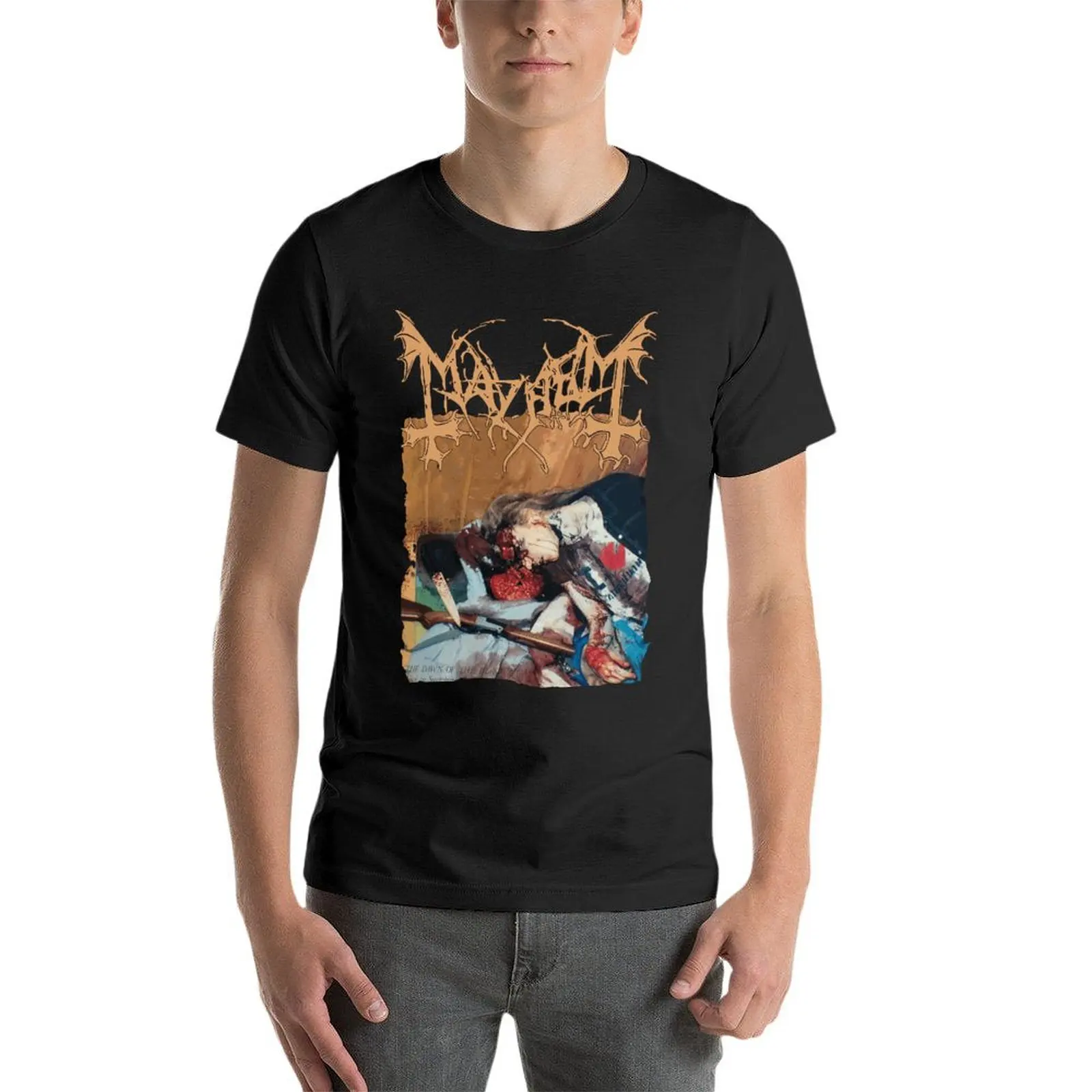 Mayhem Death Metal Band Oversize Tshirt Custom Men Clothing Short Sleeve Streetwear Big Size Tops Tee