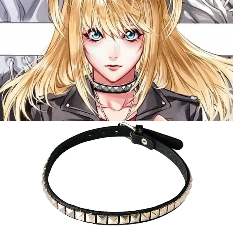 

Anime Death Note Choker Necklaces For Men Women Misa Amane Hip Hop Punk Rivet Collar Pendant Leather Necklace Cosplay Gifts